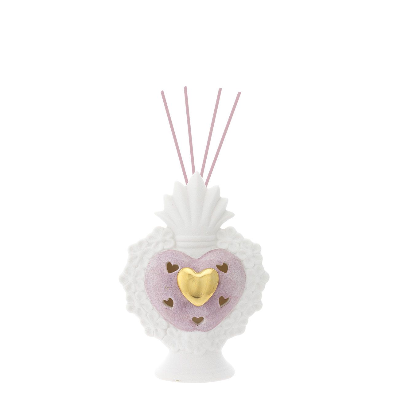 SACRO CUORE DIFFUSORE CON LED BIANCO & ROSA H. 19